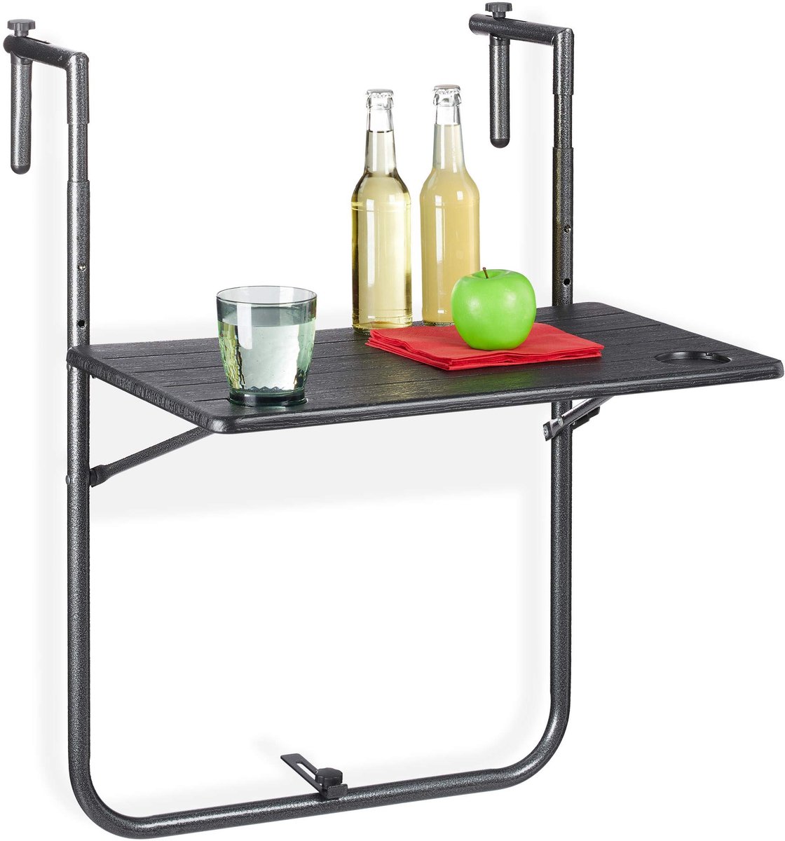 Omgoods - Opvouwbare Balkon Tafel met Houten Look en Verstelbare Hoogte