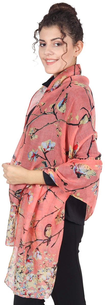 Omgoods - Winter Sjaal met Kleurrijke Vogelprint voor Dames