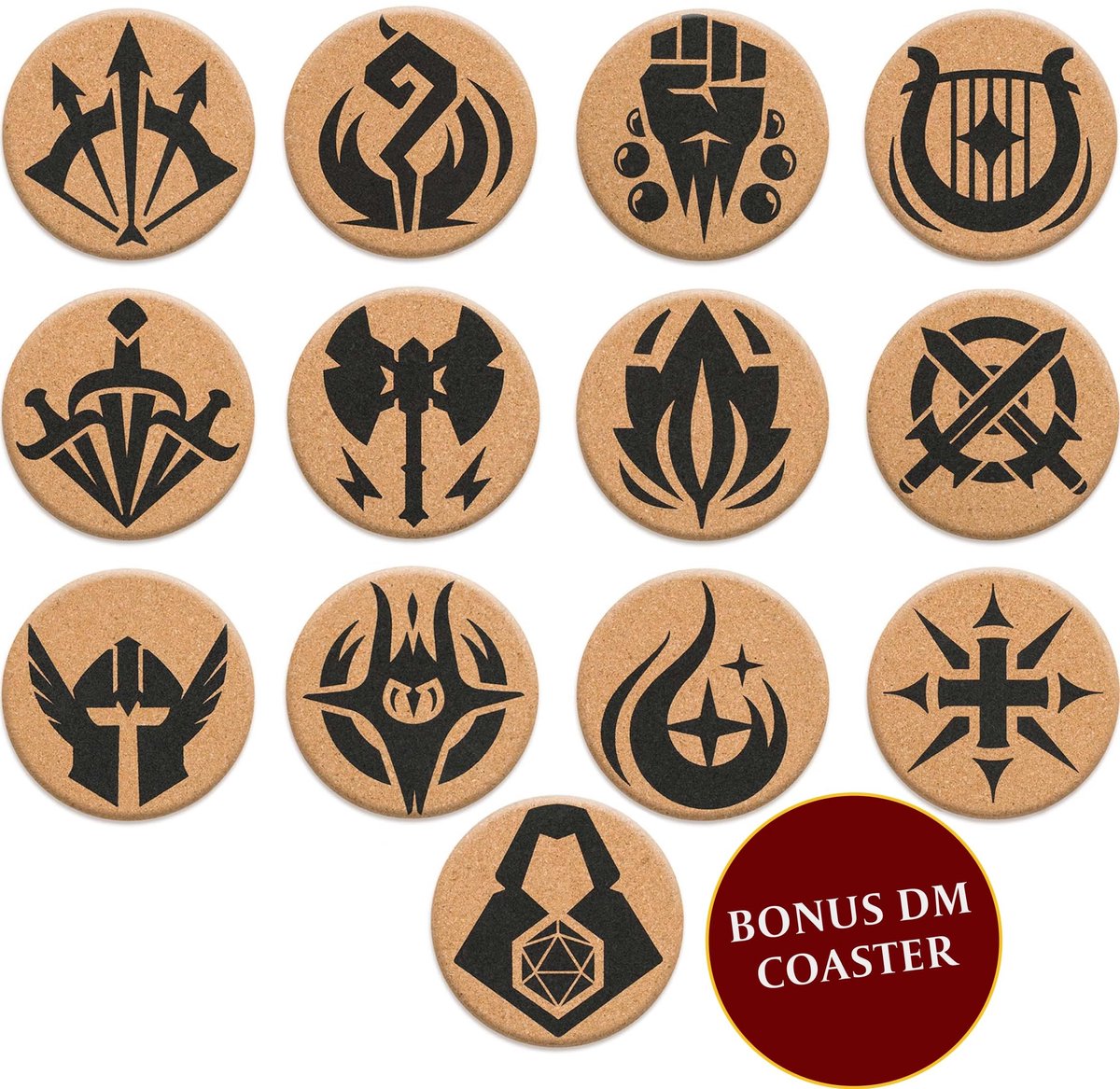 Omgoods - Set van 12 DND Coasters met Bonus DM Coaster voor D&D Spelers