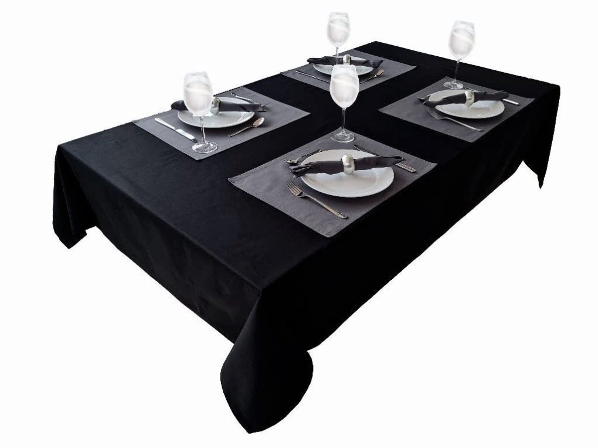 Omgoods - Tafelkleed van 100% Katoen 150x300 cm Zwart