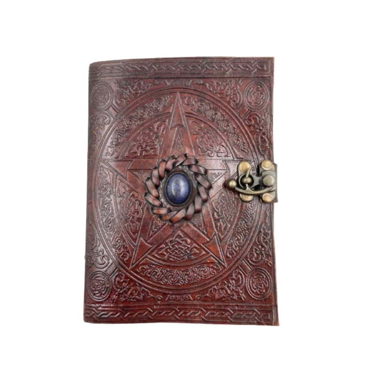 Omgoods - Handgemaakt Lederen Notitieboek met Pentagram en C-Lock