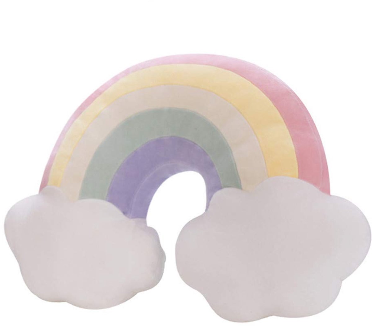Omgoods - Regenboogkleuren Kussen met Kroon en Wolken - Perfect voor Babykamers