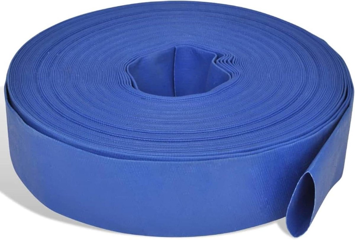 Platte Waterslang - Afvoerslang Tuinslang - Waterpompen Installeren - Versterkt met Polyester - 50 m 2 inch - Blauw