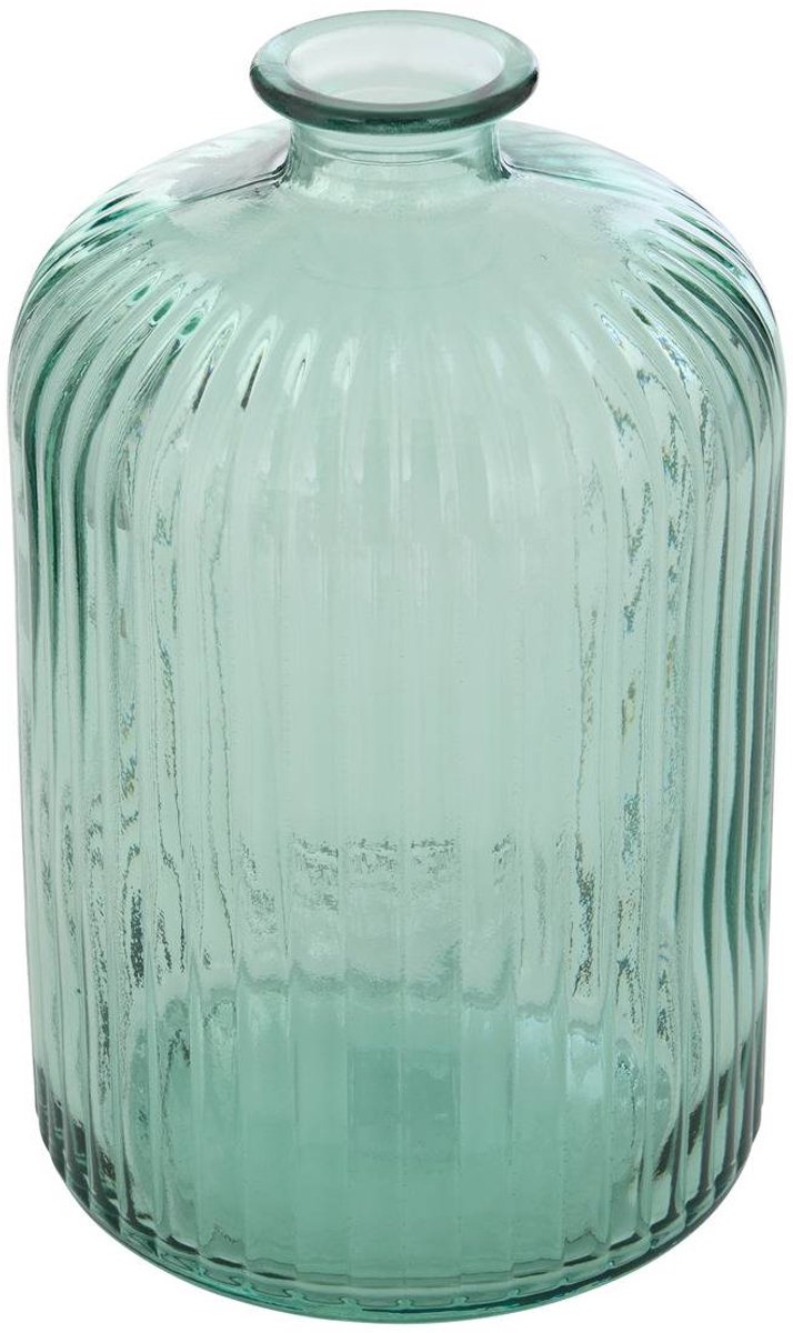 Compacte, geribbelde cilindervormige vaas van gerecycled glas LUZ