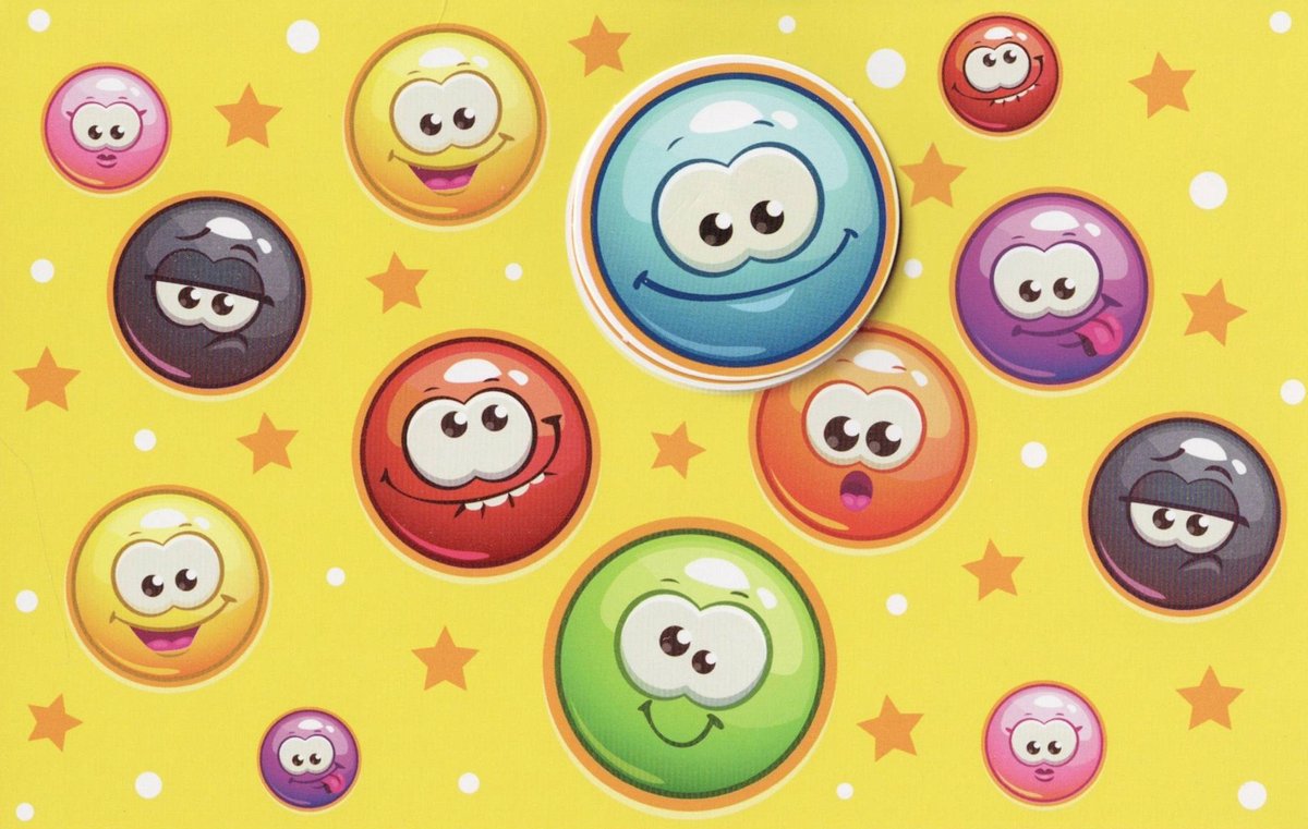 Wenskaart | 6 stuks | ADIOS applicatiekaart Blanco (zonder tekst) emoticons