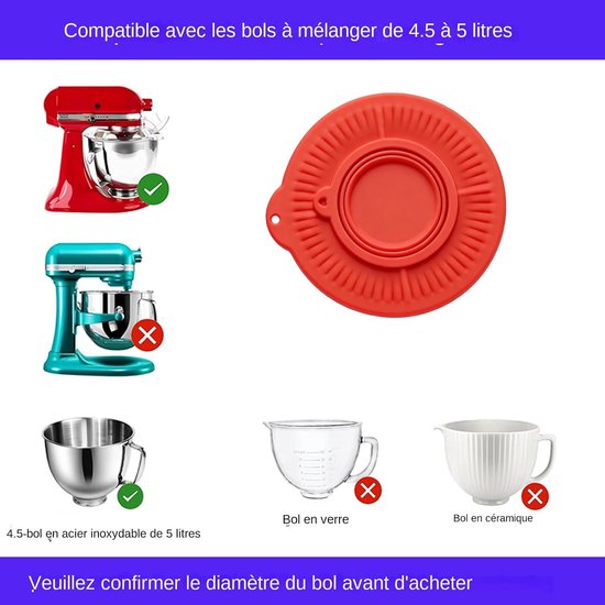 Spatbescherming Mengkom - Mixer Afdekking - Schoon Bakken - Met Meelcontainer - 23cm Doorsnede - Rood — afbeelding 4