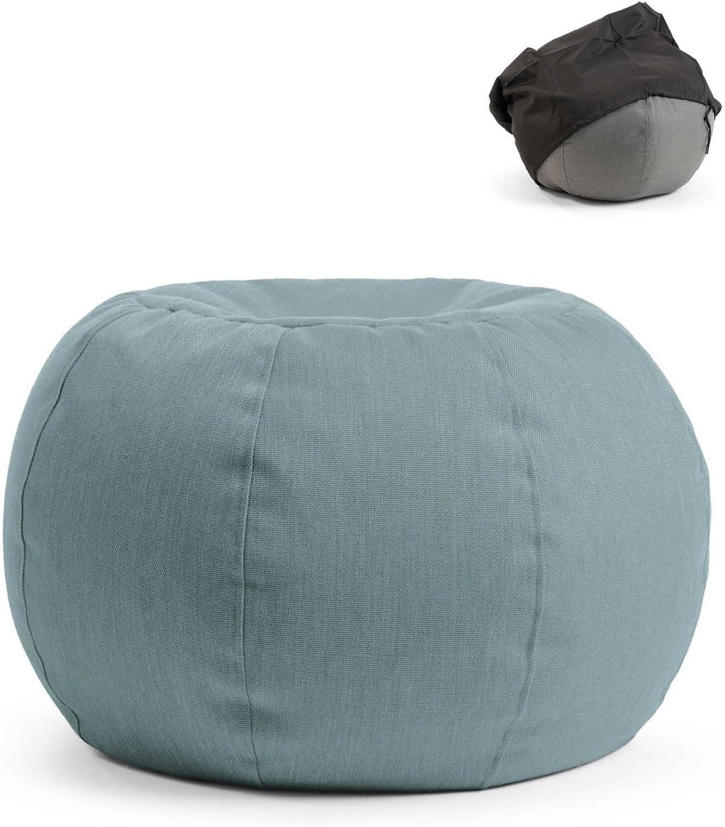 SnelShoppen - Mokebo Outdoor Pouf Hocker met Schutzhülle 'Der Kugelige' (60x45 cm) - Ronde Zithocker voor Balkon & Tuin, Vloerkussen, Zitpoef, Voetenb