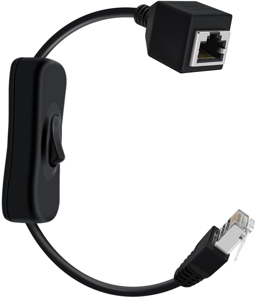 RJ45 verlengkabel 0,3m - met schakelaar - Cat 6e - stabiele 1000Mbps dataverbinding - ShopVlot