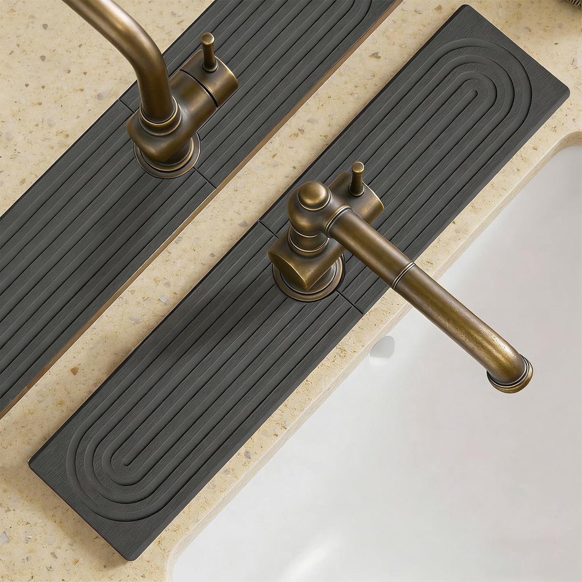 SnelShoppen - Diatomiet Kraanmat voor Keukens, 60 x 10cm Waterdichte Splash Guard Mat, Steen Droogmat voor Badkamer, Inclusief Schuurpapier (40 x 10cm