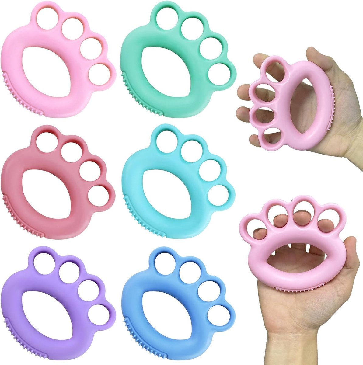 Pack of 6 Finger Training Rings (10-60 lb), Strength Trainer for Fingers, Hand and Forearm, Silicone Resistance Rings - ShopVlot