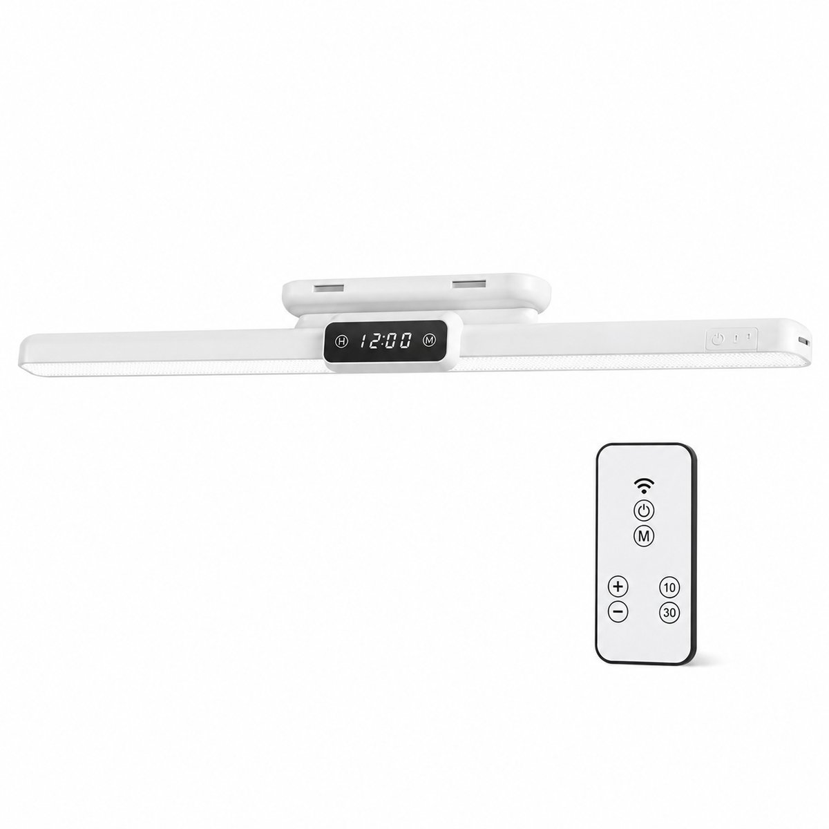 VHV - LED Bureaulamp met Klok - Oplaadbare Magnetische Leeslamp, Afstandsbediening, 3 Lichtkleuren, Traploos Dimbaar - Voor Bureau en Kast