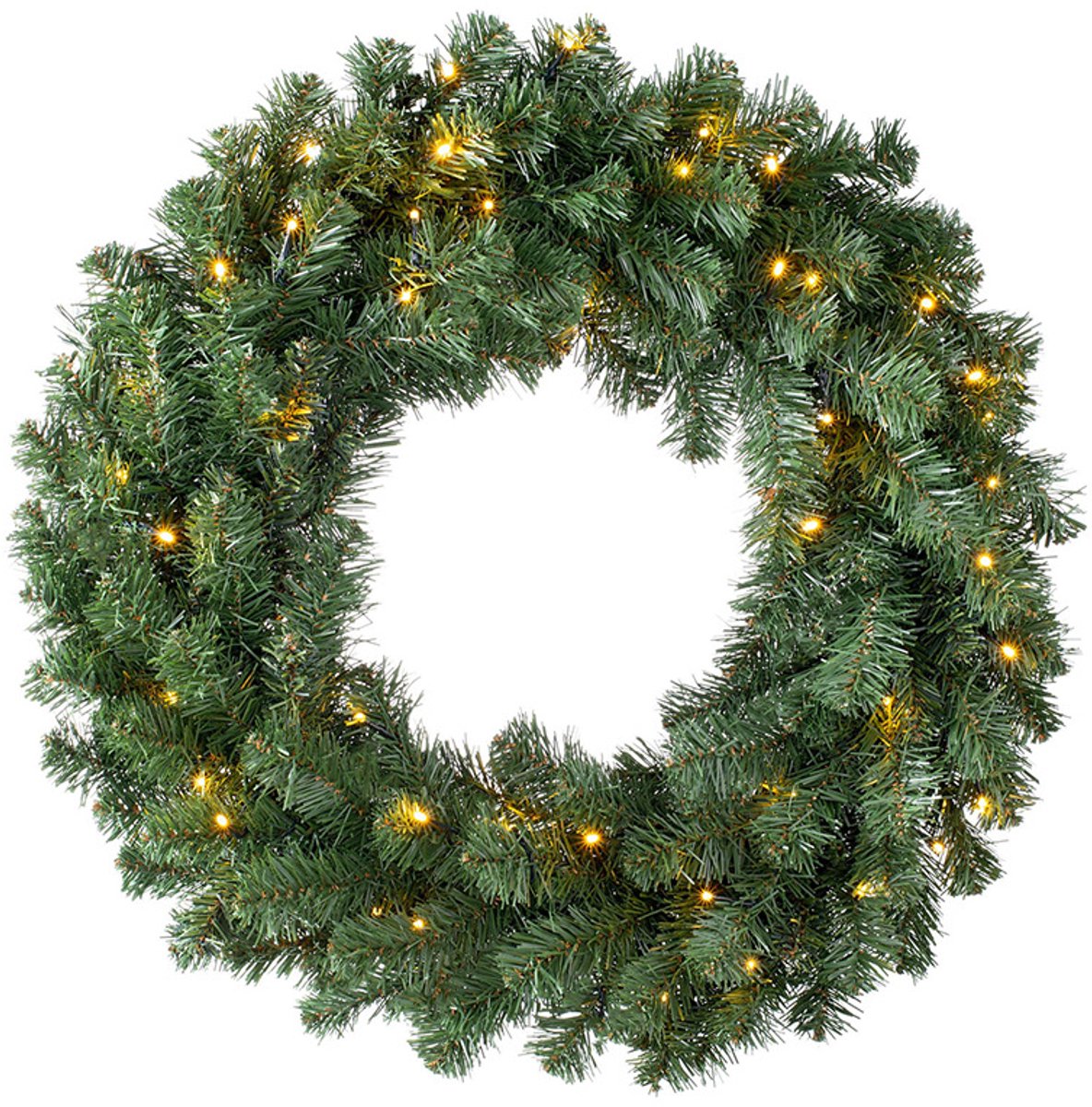 Kerstkrans — kunstmatige sparrenkrans met LED-verlichting — kerstversiering voor binnen en buiten — geschikt voor in huis, op de veranda, boven de open haard of aan de muur — 30 cm