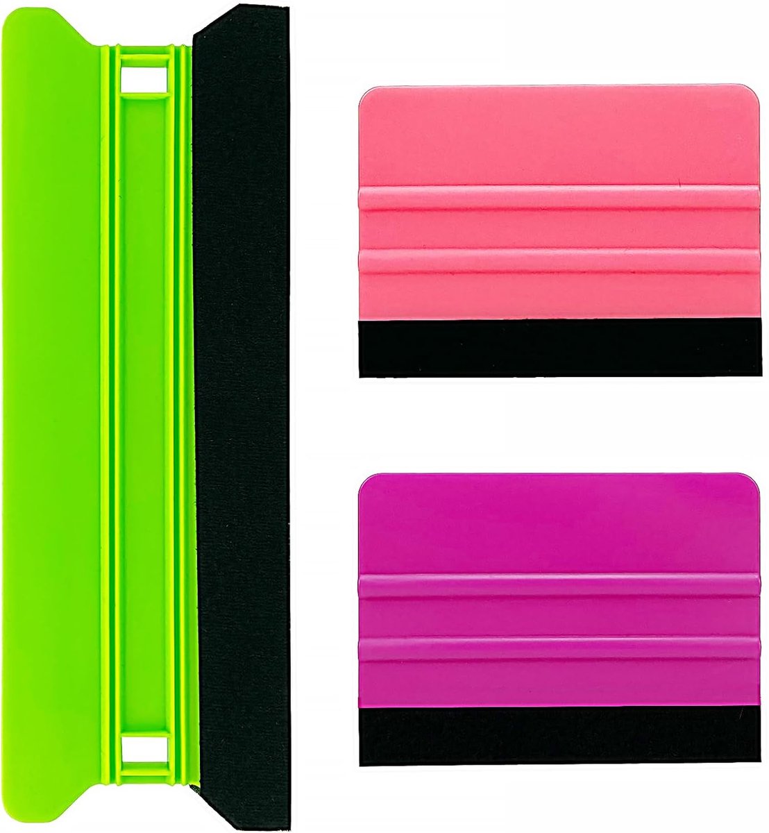 SnelShoppen - 3-pack Squeegee Set voor Vinyl Wrap, Behang en Raam Tint, Grote 21cm en Kleine 10cm, Niet Krassend, Met Vilt Rand, Voor Luchtbel Verwijd