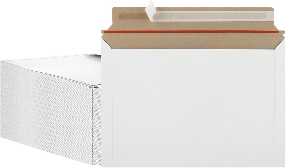 Kartonennveloppen A4 Wit - 50 Stuks - Zelfklevende stevige kartonnen omslagen - Perfect voor brochures - ShopVlot