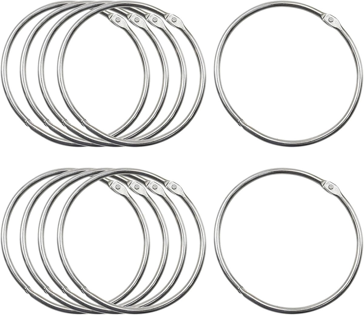 SnelShoppen - 10 Stuks Metaal Gordijnringen 80mm, Duurzame Ronde Ringen voor Gordijnen, Badkamer, Scrapbooking en DIY Projecten