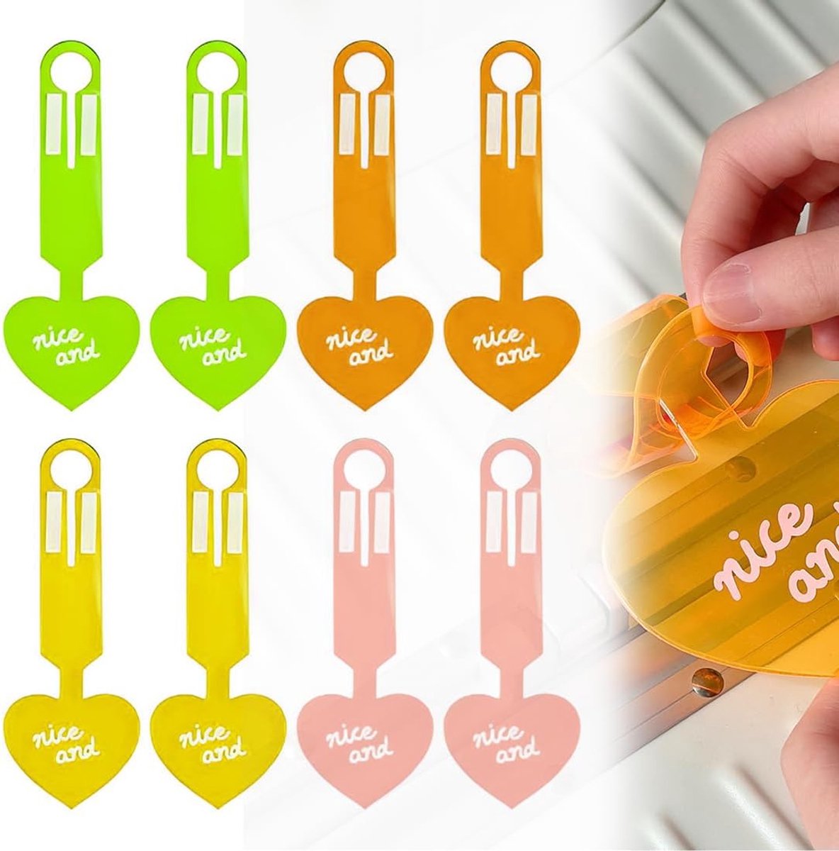 8 Pcs Suitcase Hangers Heart in Fluorescent Color Luggage Tag Suitcase with Name Email Address Phone Number Name Plate - ShopVlot
