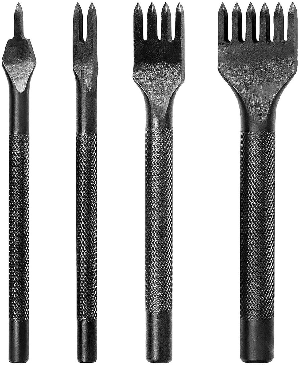 4-Piece Alloy Steel Leather Locher Set - 1/2/4/6 Teeth (5mm) - ShopVlot