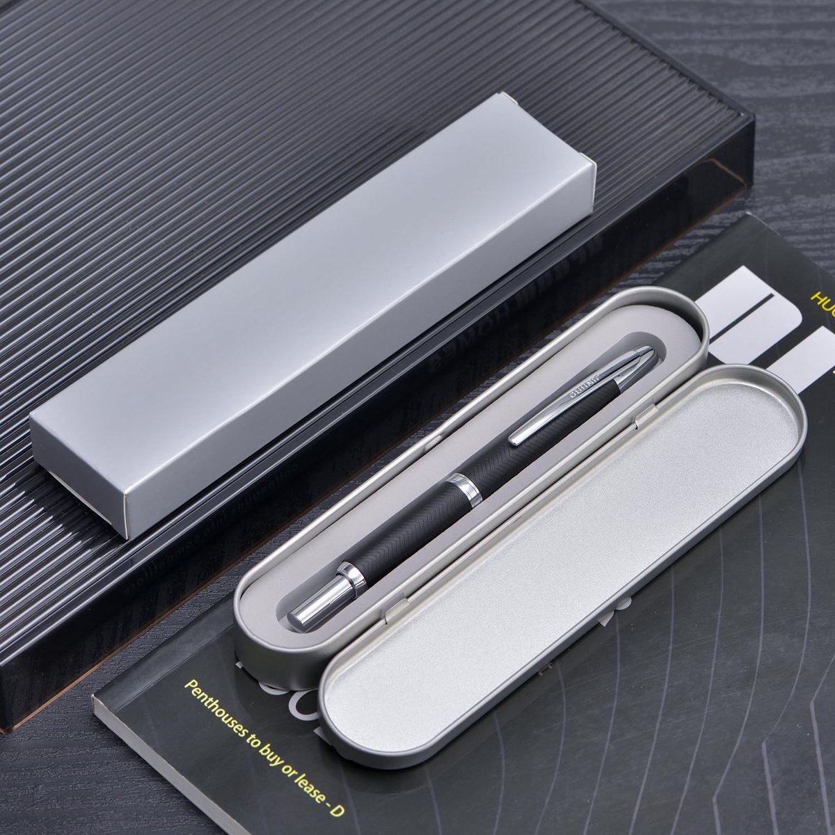 Vulpen Jinhao 10 Series - Wavy Matte Zwart Chroom - Fijn schrijfnib - Ideaal voor professioneel gebruik - ShopVlot