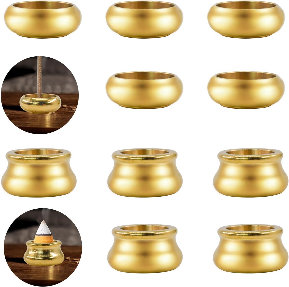 Wierookhouder 12 stuks - Mini koper cone houder - Ideaal voor yoga en meditatie - ShopVlot