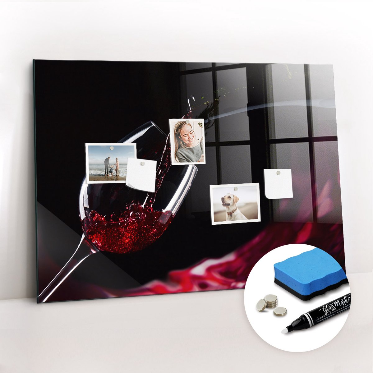 Tulup Whitebord - Wijn - 100 x 70 cm - Rood Magnetic Board - Gratis 5 Sterke Magneten + Whiteboard Marker & Wisser - Interieur Accessoires Kantoor - Foto Magneetbord - Productiviteit Tools