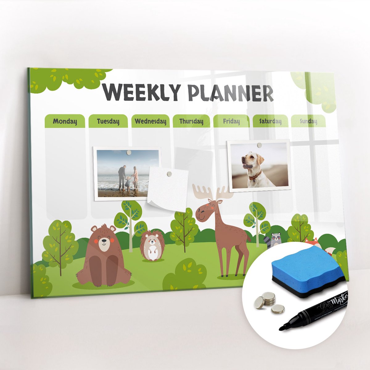 Tulup Whitebord - Lesplan voor school - 60 x 40 cm - Groente Magnetisch Memobord - Gratis 5 Sterke Magneten + Whiteboard Marker & Wisser - Wanddecoratie Kantoor - Memobord Magnetisch - Inspiratiebord Kantoor