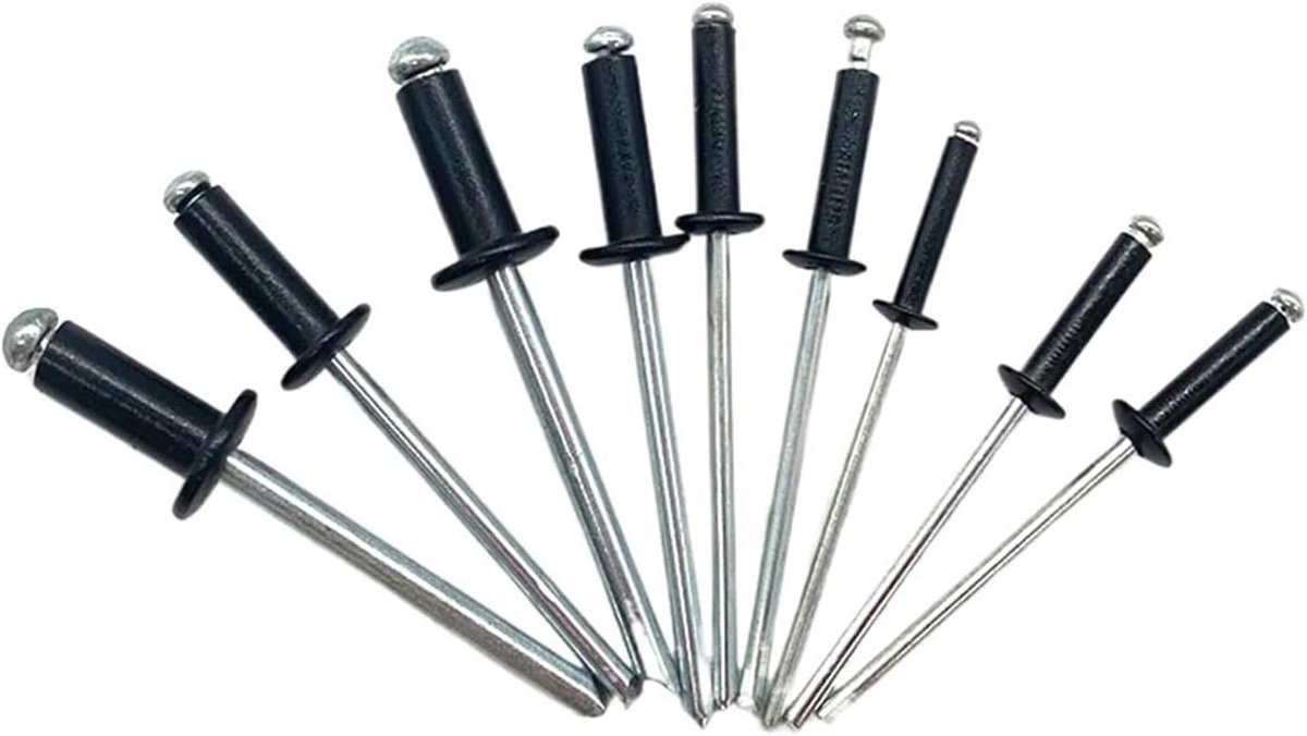 Aluminium Klinknagels - Popnagels Ronde Kop - Metaal Verbinden - Koepelvormige Kop - M2.4 tot M5 - Zwart