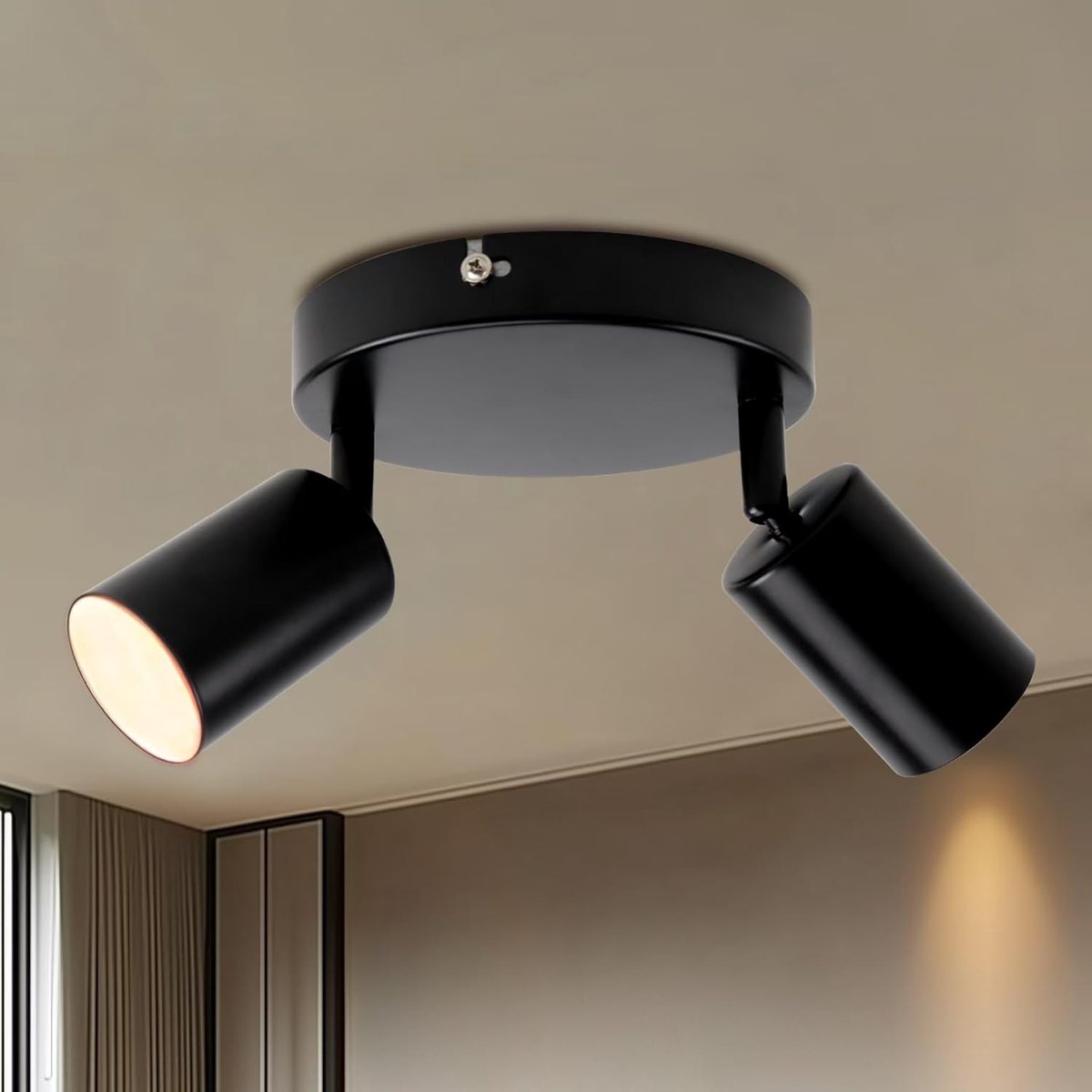 da LIGHT Plafondspot 2-lichts, draaibare plafondspot, wandspot, 15 cm, plafondlamp zwart, GU10 (zonder lampen), moderne spotlight, 230 V, voor woonkamer, slaapkamer, keukens