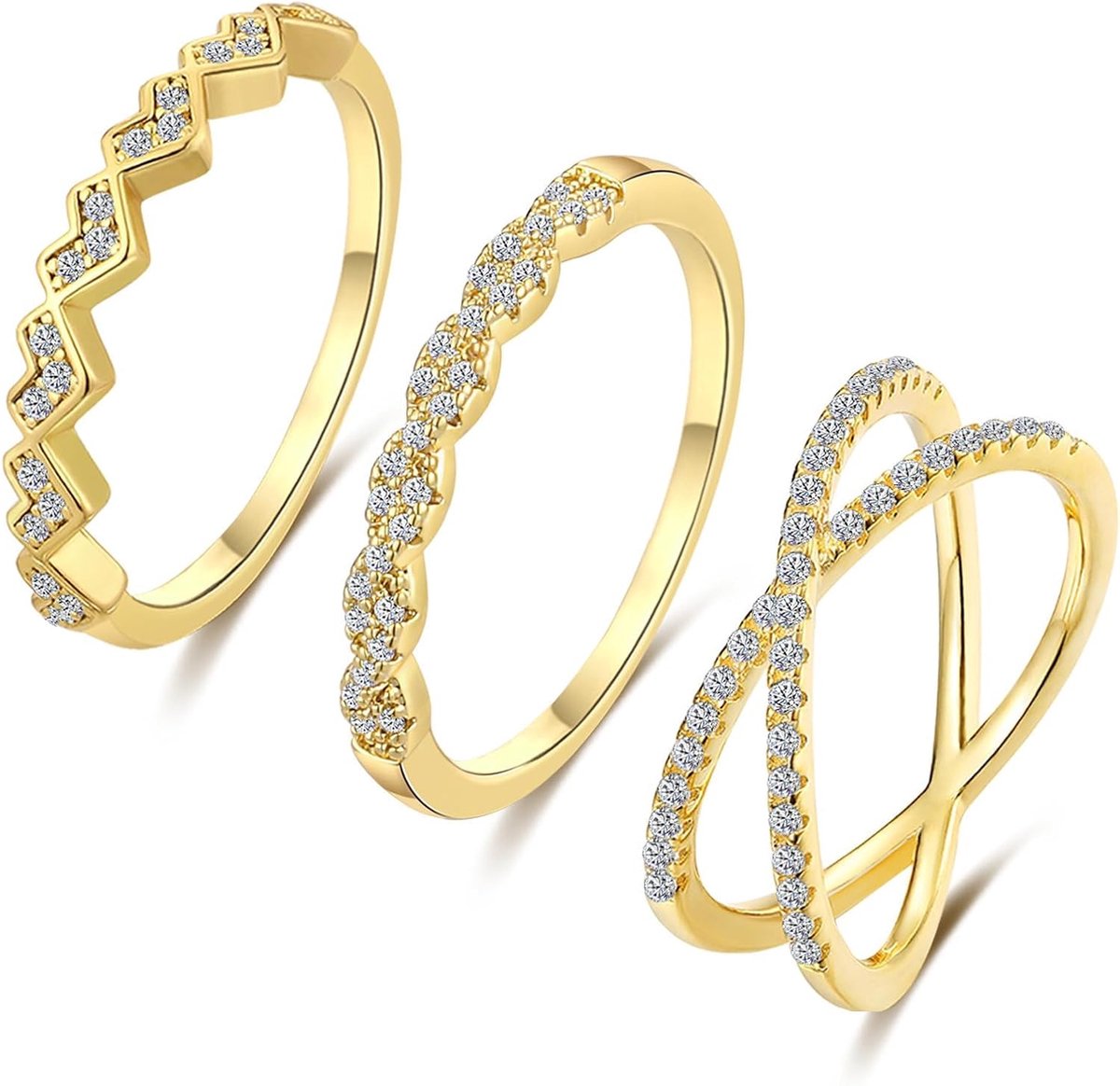 Ringen voor dames, set met zirkonia, solitaire voor kinderen, meisjes, tieners, verlovingsringen, trouwring, elegant, set sieraden voor dames, cadeau