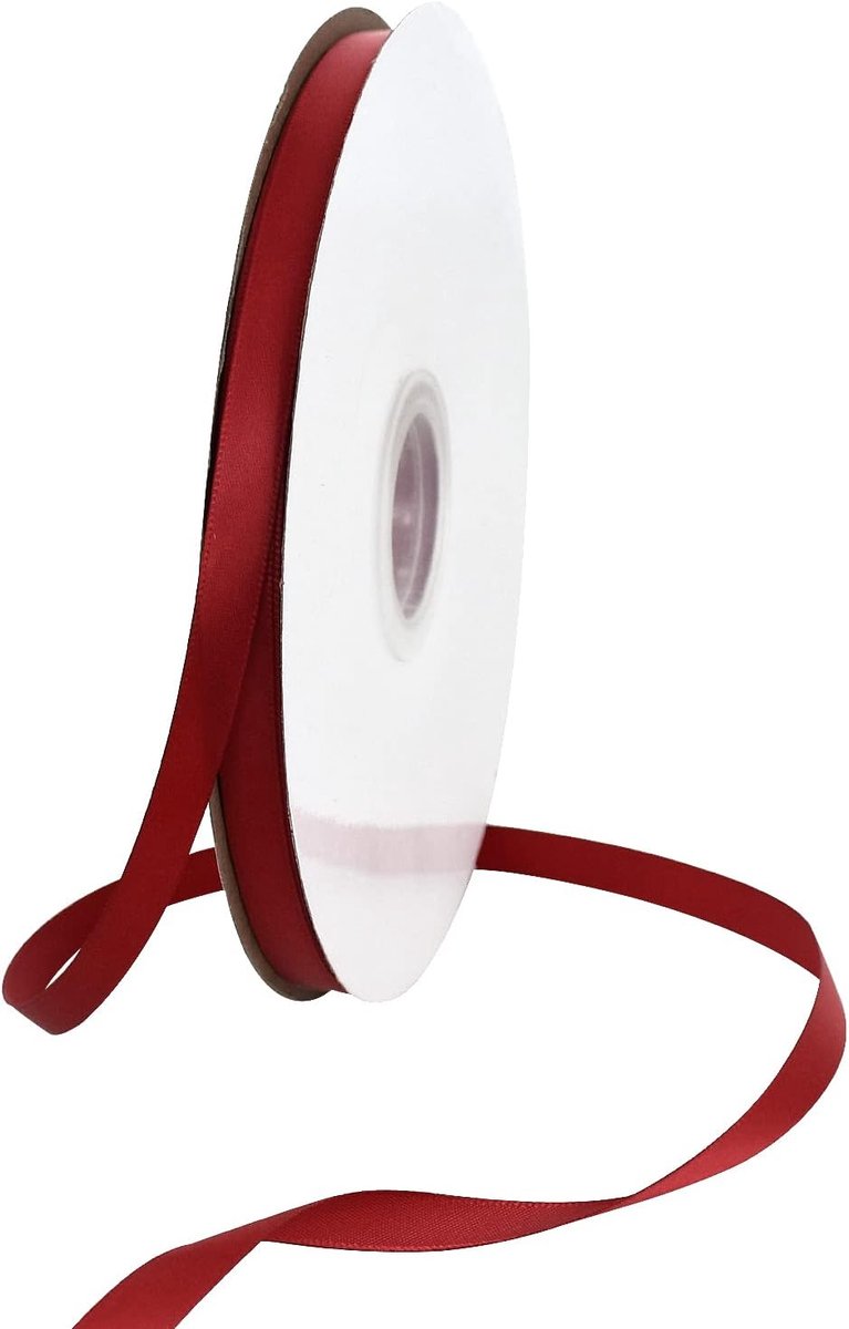Satijnen lint donkerrood 10 mm x 91 meter decoratief cadeaulint, fijn lint, stoffen lint voor bruiloft, doop en verjaardagscadeaus, Valentijnsdag, verpakking van geschenken