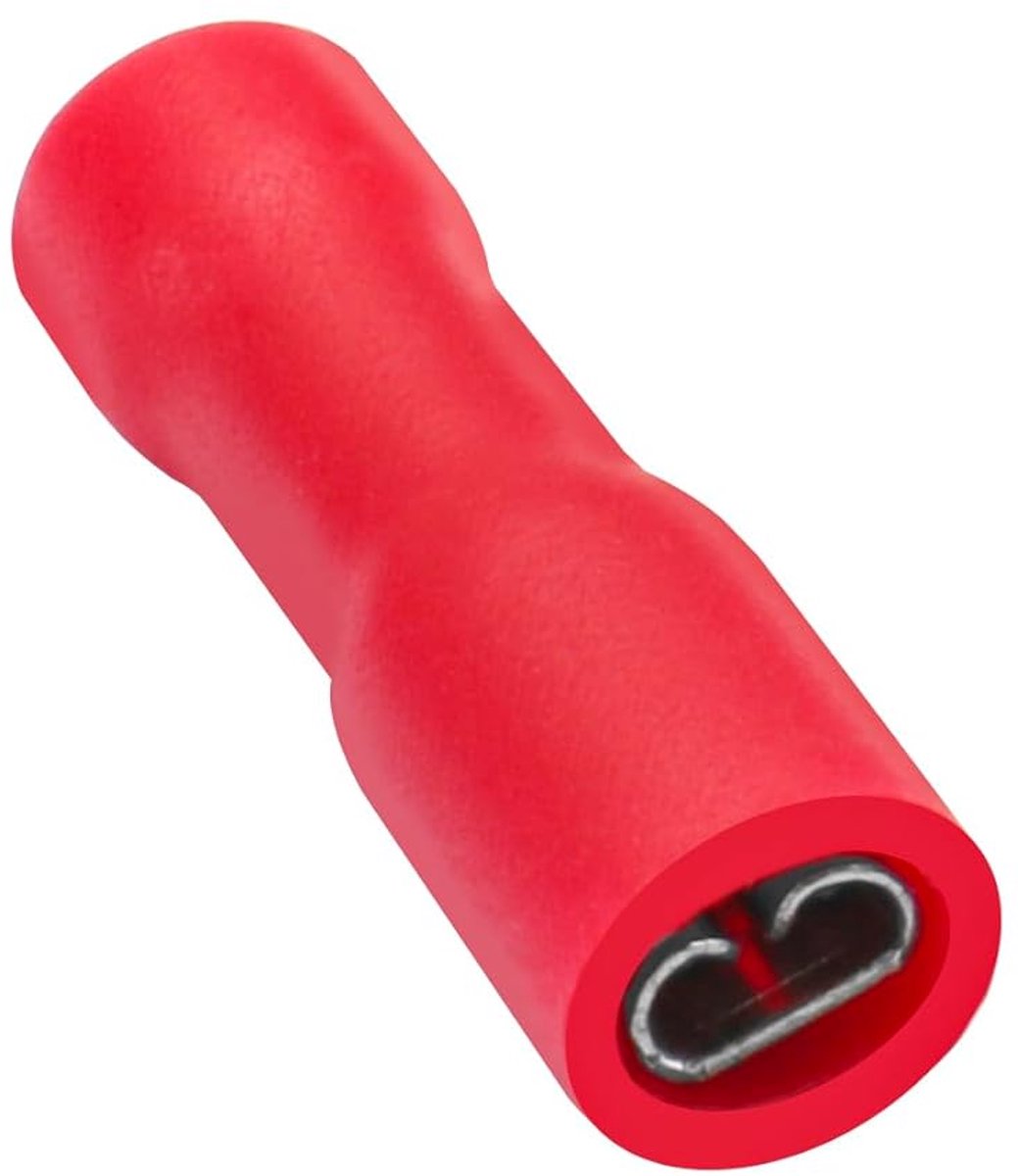 100 stuks vrouwelijke kabelklemmen van volledig geïsoleerd vinyl, FDFD1.25-110, 2,8 x 0,5 mm, voor 0,5-1,5 mm² (22-16 AWG), rood, 100 stuks