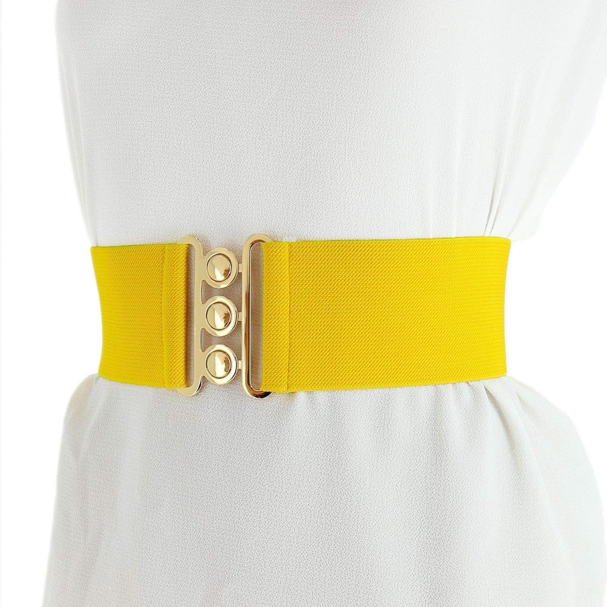 - Elastische damesriem, brede riem met gesp met 3 knopen, vintage stijl, GLORIA Made in France