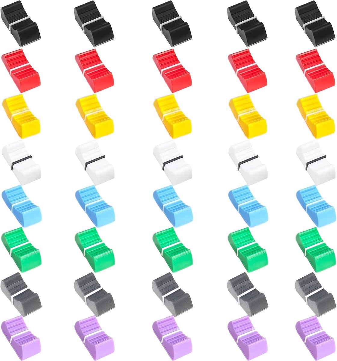 40 stuks bedieningsknoppen Fader, plastic schuifregelaar voor gitaarconsole, aanpassing, vervangende console schuifregelaar faderknoppen voor console (veelkleurig)