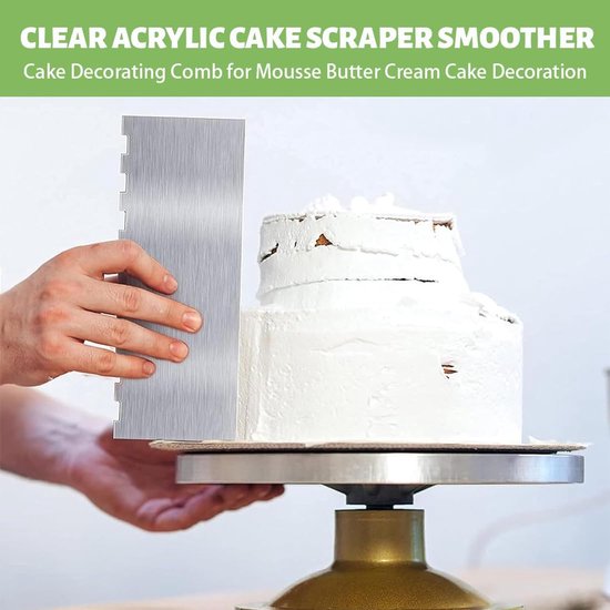 1 stuk taartspatel taartschraper roestvrij staal 22 x 8 cm zilver voor verschillende vormen van kam-taartranden, taartspatel taartschraper voor mousse botercrème — afbeelding 5