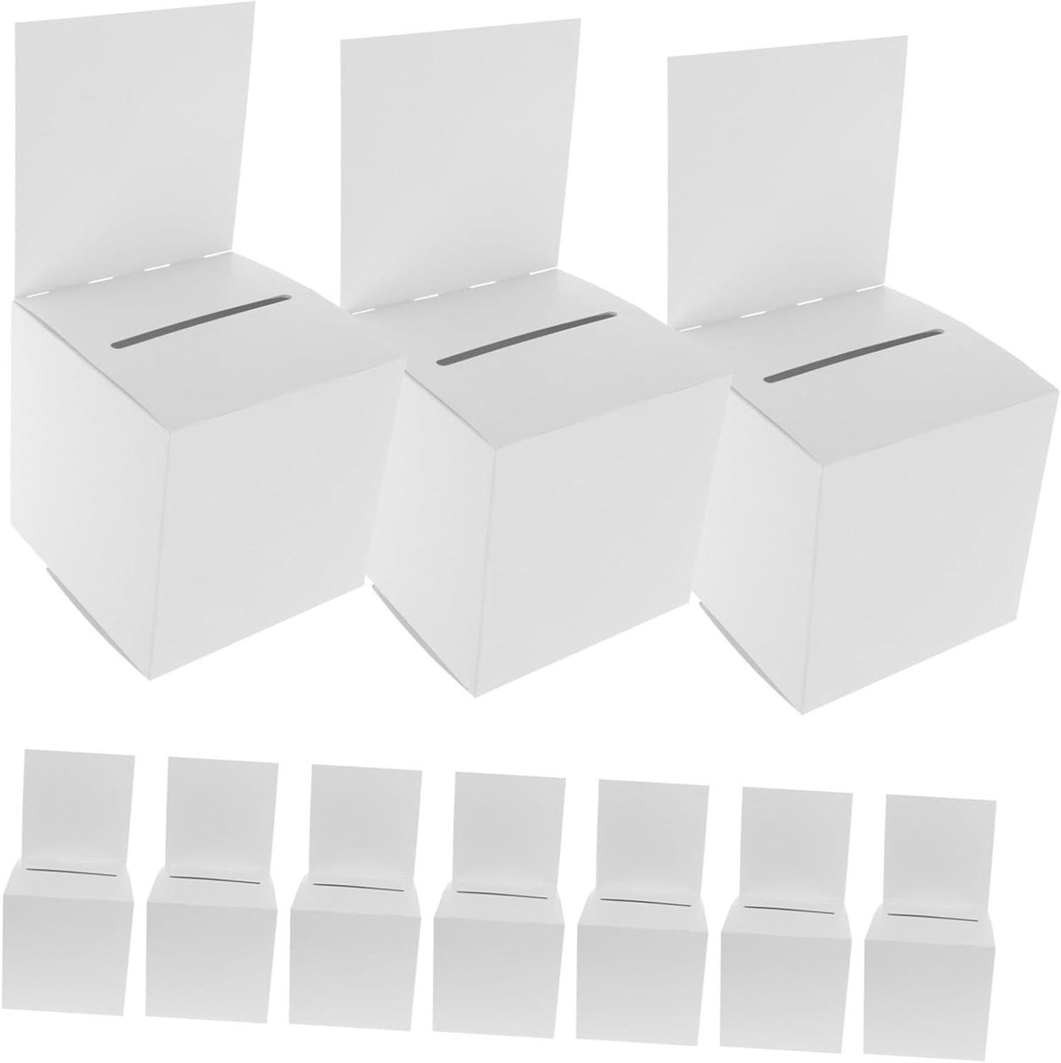 Papieren Loterijdoos - Donatiebox Stembus - Evenementen Organiseren - Eenvoudig Te Installeren - 30x15x15 cm - Wit