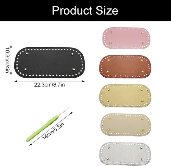 6-delige Set Tasbodems voor Haken, PU Tasbodem 22x10cm, Ideaal voor DIY Breitas, Haakprojecten en Schoudertassen — afbeelding 5