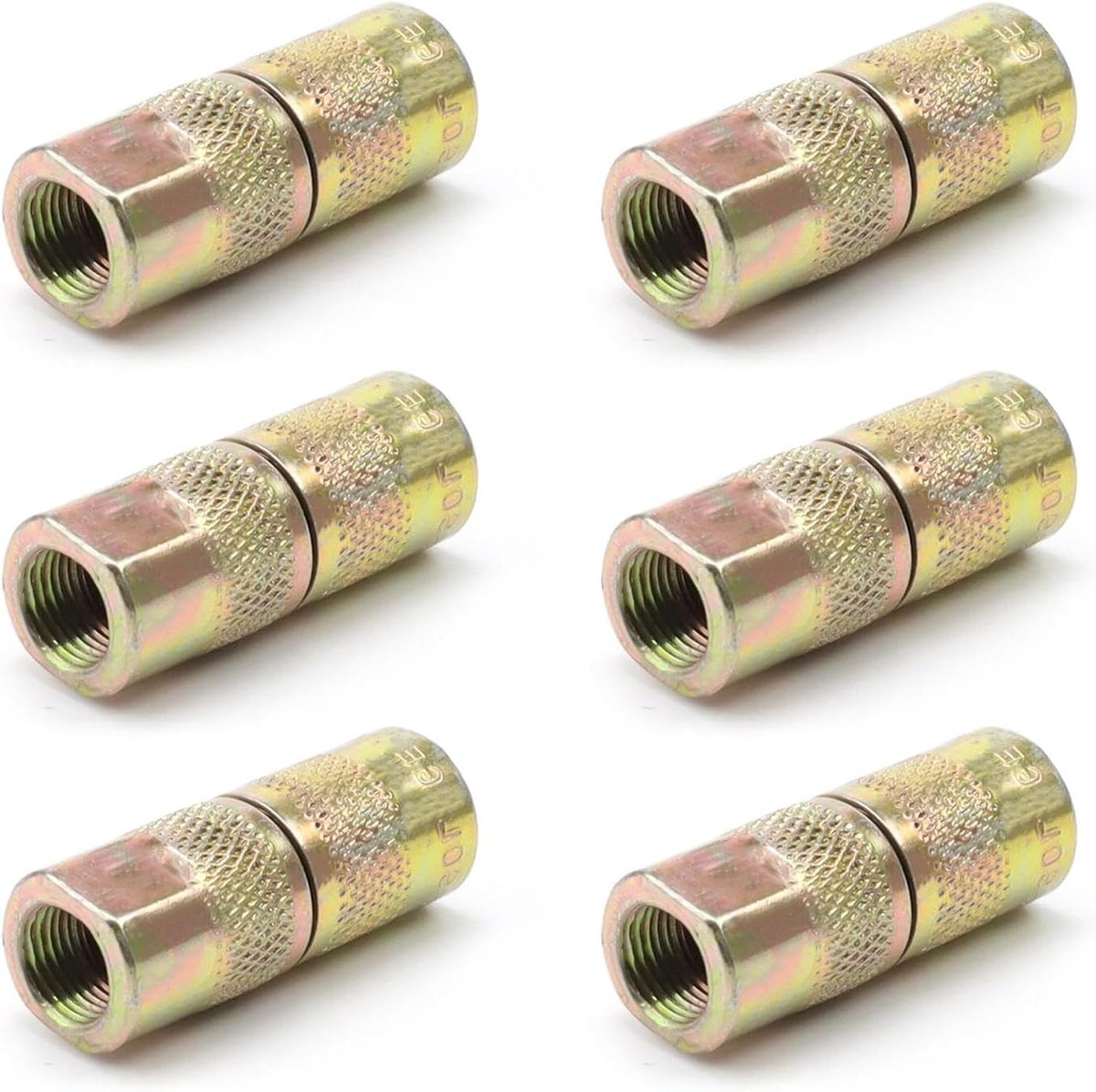 Pack of 6 Grease Press Tube Adapters, Flat Nozzle and Nozzle for Hydraulic, Galvanized and Rust Resistant - ShopVlot