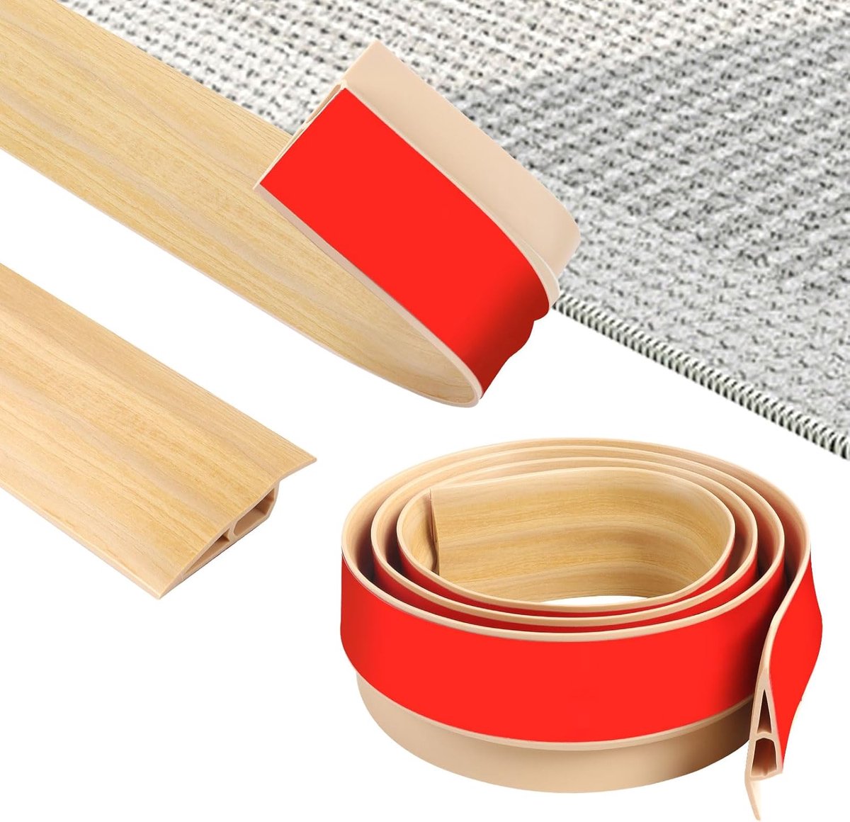 SnelShoppen - 200 cm PVC Drempelprofiel, Flexibel Deur Drempel, Zelfklevend, Antislip, Drempelovergang voor Tapijt, Deuren, Tegels, Hout (Breedte: 7 c