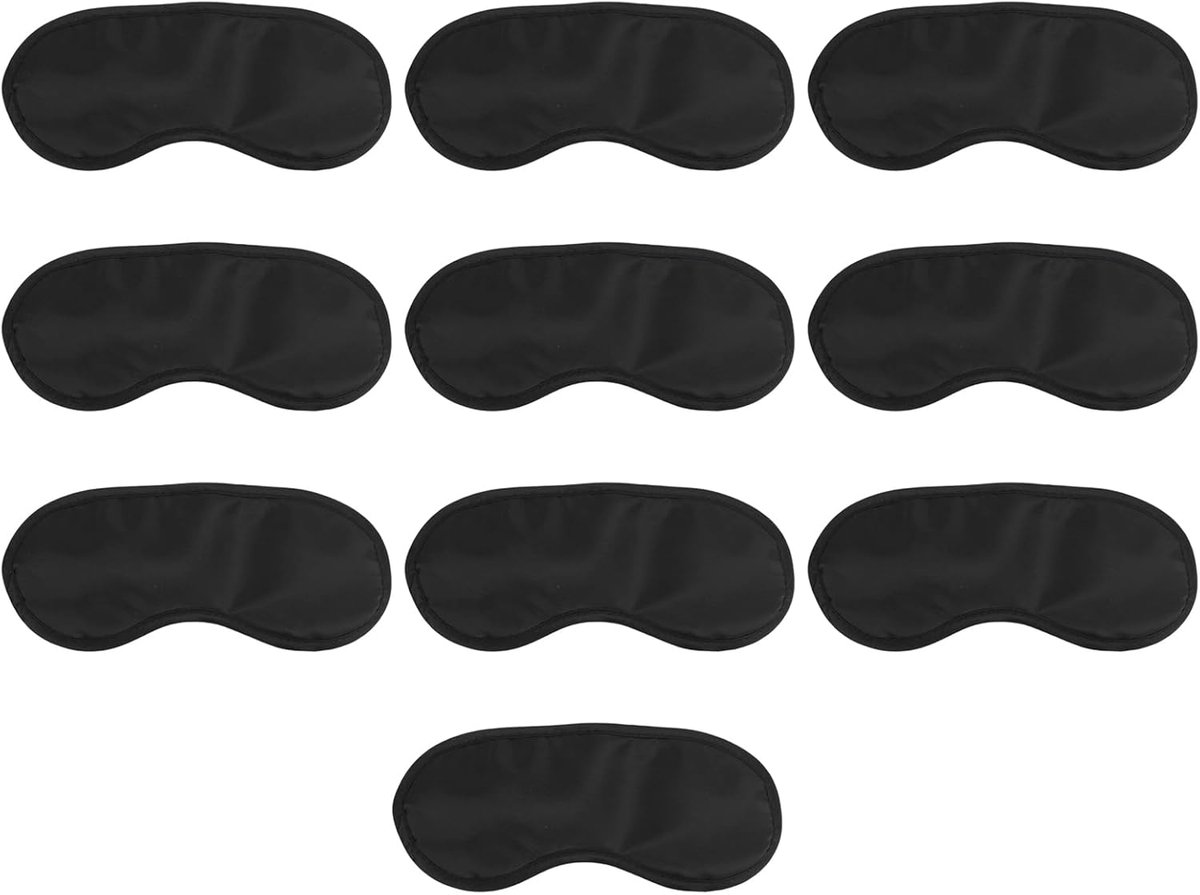 SnelShoppen - 10 Stuks Verduisterend Slaapoogmasker, Schaduwhoes, Slaapmasker voor Vrouwen en Mannen, Perfect voor Reizen, Vliegtuig, Dutje, Hotel, Zw