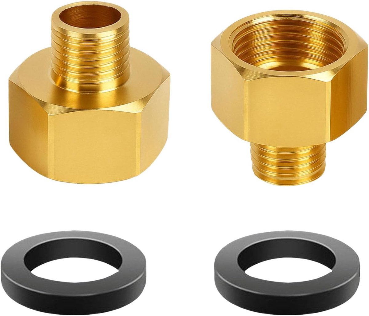 SnelShoppen - 2 Stuks Messing Slang Koppeling Adapter Reducer 1/2 Inch BSP naar 1/4 Inch BSP Mannelijk voor Gasstoven, Hobs en Grills