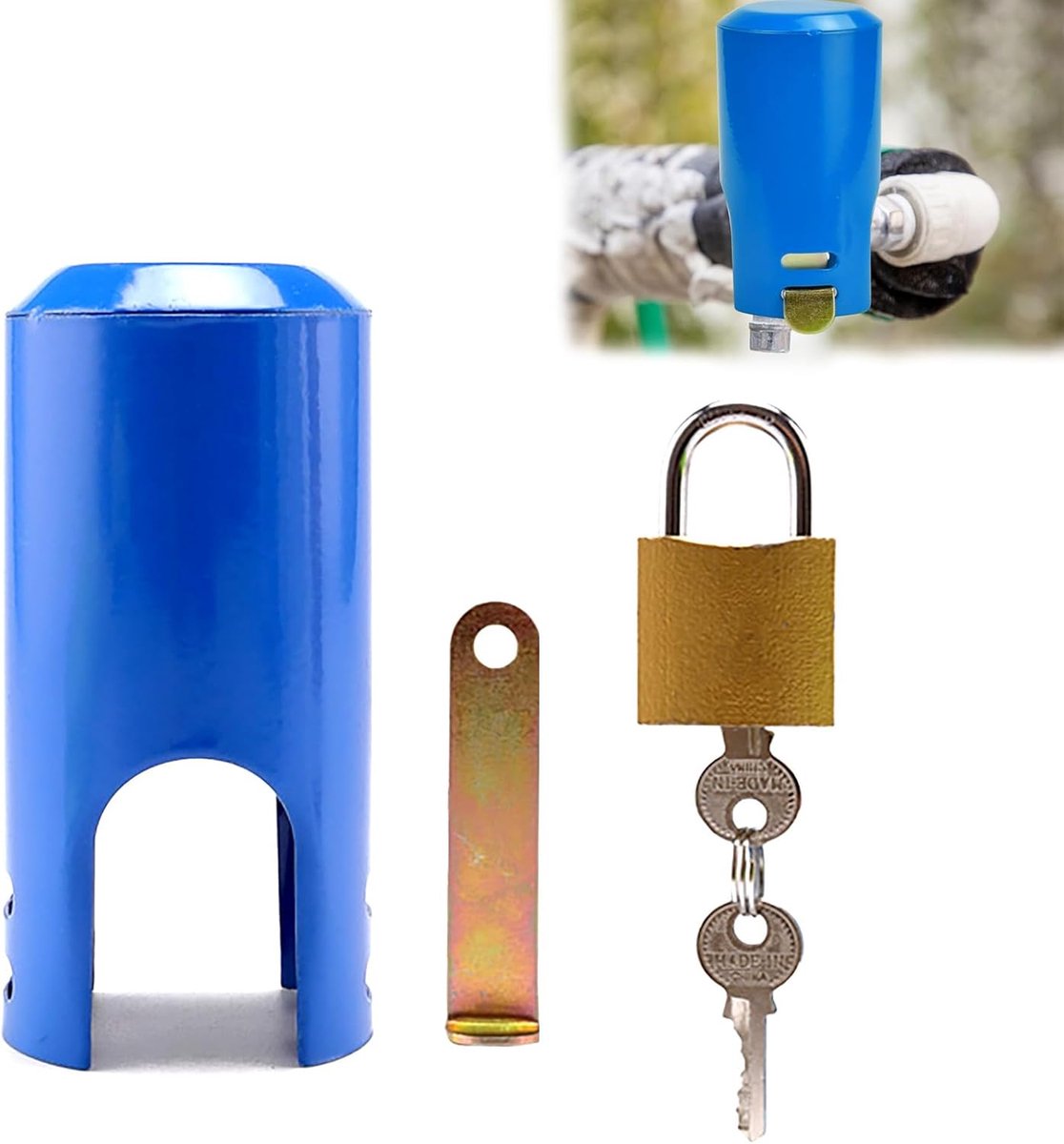 Kraanbeveiliging 12,5 x 6 cm - Rvs met slot - Waterdichte bescherming - Voorkomt diefstal - ShopVlot