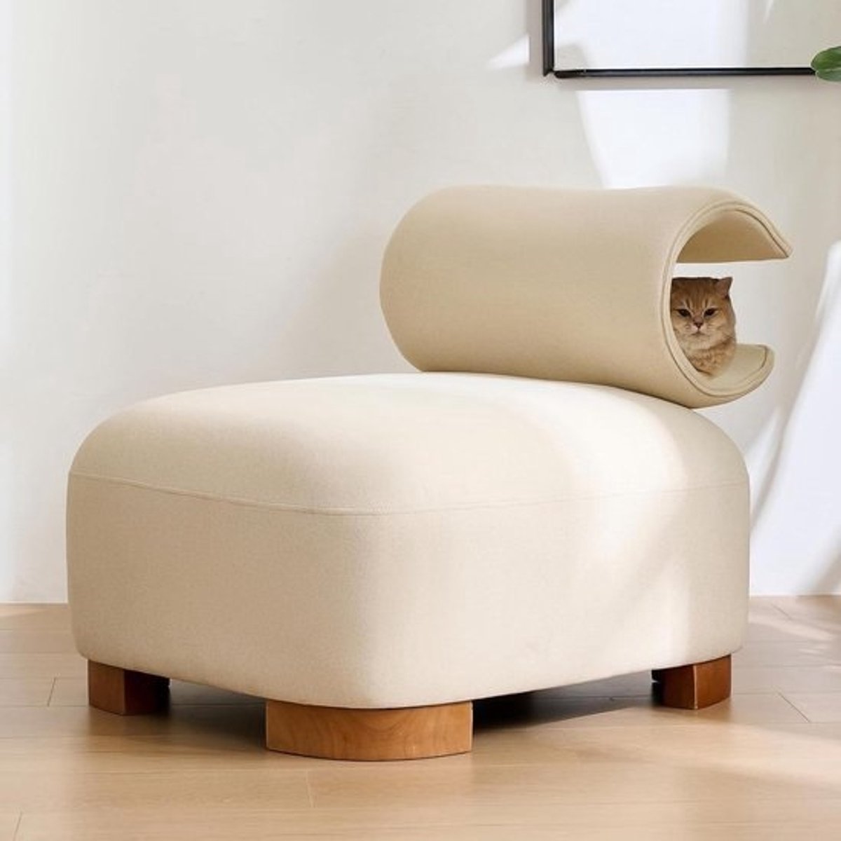 Multifunctionele bank - Kattenmand bankje - Ontspannen met huisdier - Krasbestendig materiaal - 79 x 69 x 64 cm - Beige