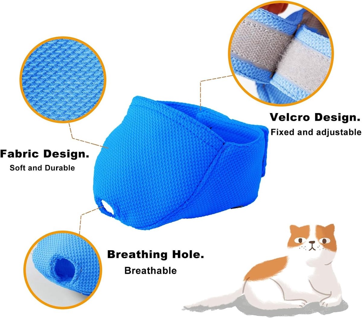 Ademend Kattenmuilkorf van Mesh voor het Voorkomen van Bijten en Knaagdgedrag - Maat M, Blauw
