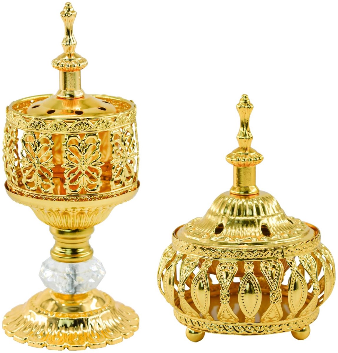 Incenshouder set - Vintage metalen cone brander - Goud
