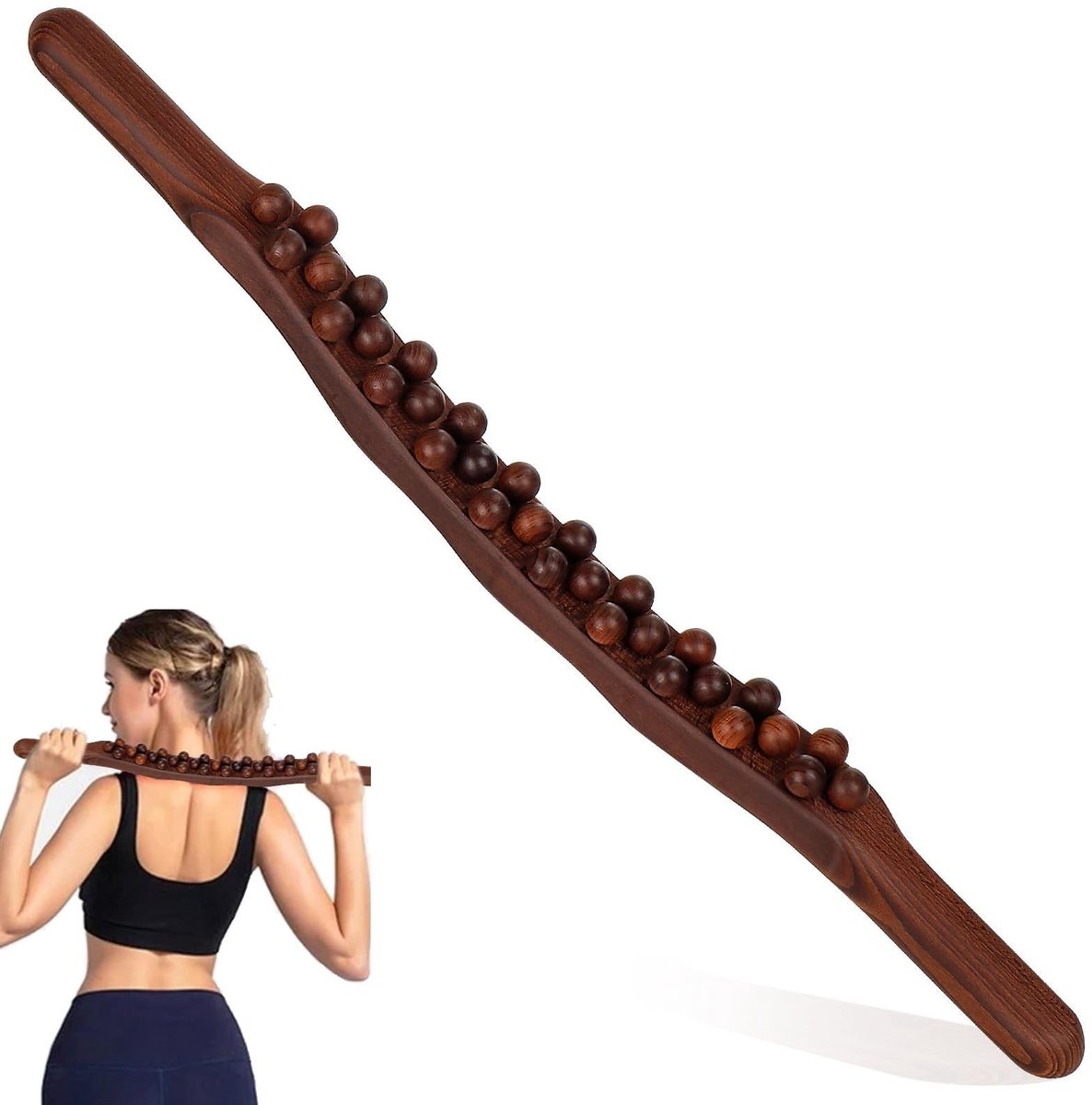 Gua Sha Houten Therapie Staaf - Massagestaaf met 31 massagekralen