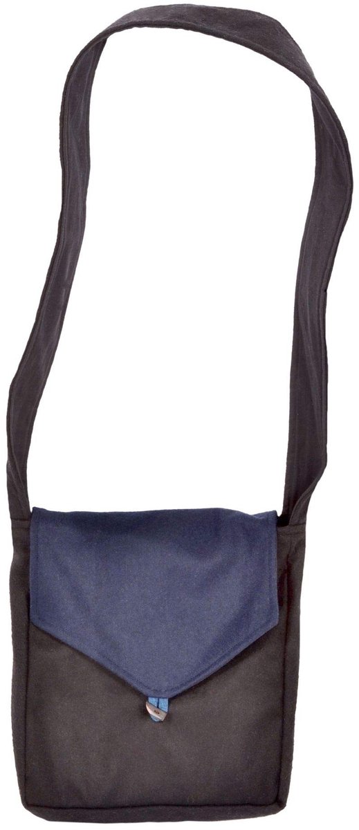 Middeleeuwse Tas - Wolvilt - Zwart-Blauw