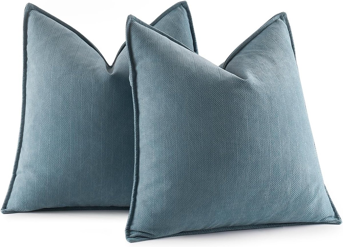 2 Stuks Kussenhoezen 40x40 cm Blauw Grijs Chenille Zachte Kussens voor Sofa, Slaapkamer en Woonkamer met Elegant Design