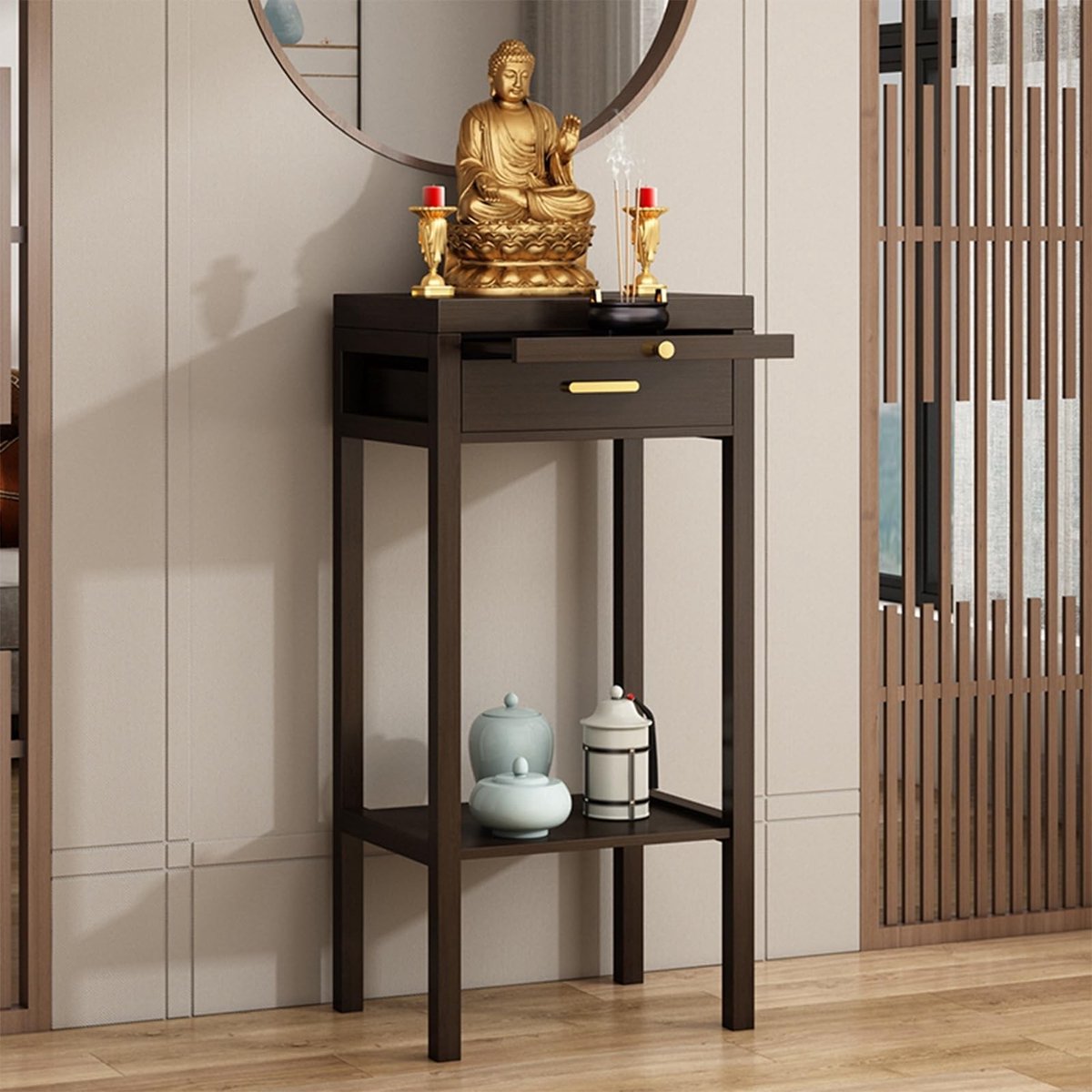 Meditatie Altar Tafel - Ruimtelijke Opbergplaats - Bruin