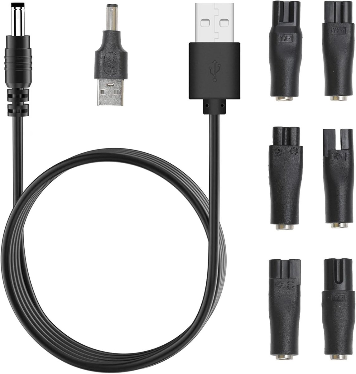 Universele 5V USB-C Oplader voor Scheerapparaten, Set van 7 Stuks voor Philips en Remington Scheerapparaten, Inclusief Meerdere Kabels en Accessoires