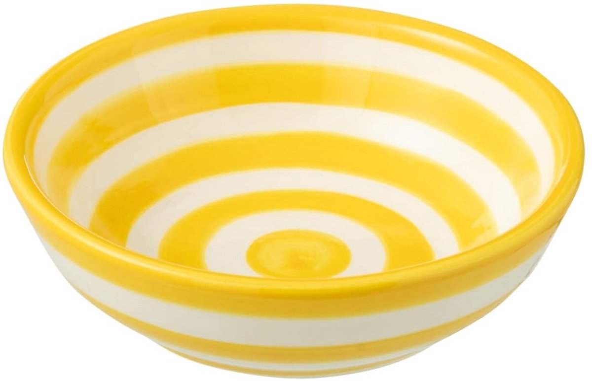 Bowl Granada Stripes - Laag - Keramiek - Wit / Geel - Klein