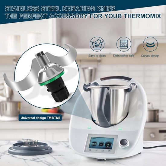 RVS deegmixer voor Thermomix TM5 en TM6, deegkneder met 2 messen, accessoires voor snel mengen en eenvoudig reinigen, ideaal voor bakliefhebbers en thuisbakkers van RVS — afbeelding 3